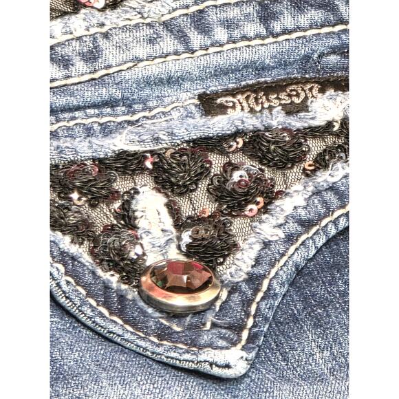 Miss me jeans Easy Boot low rise size 29 sequin embellished - Picture 10 of 11